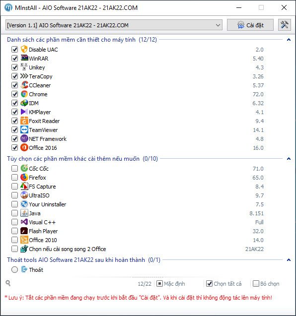 AIO Software 21AK22 - Install All Software With Just 1 Click