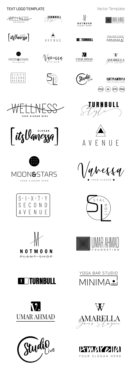 16 Text Logo Vector Templates for Illustrator & Photoshop