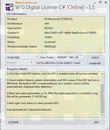 Windows 10 Digital License C# 3.5 Multilingual