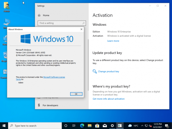 Windows 10 Enterprise 21H1 10.0.19043.1055 Multilingual Preactivated